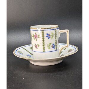 Victoria Austria Tea Cup and Saucer Set Pink Purple Flowers Vtg